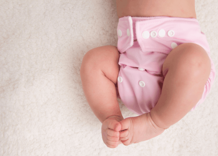 baby in cloth diaper