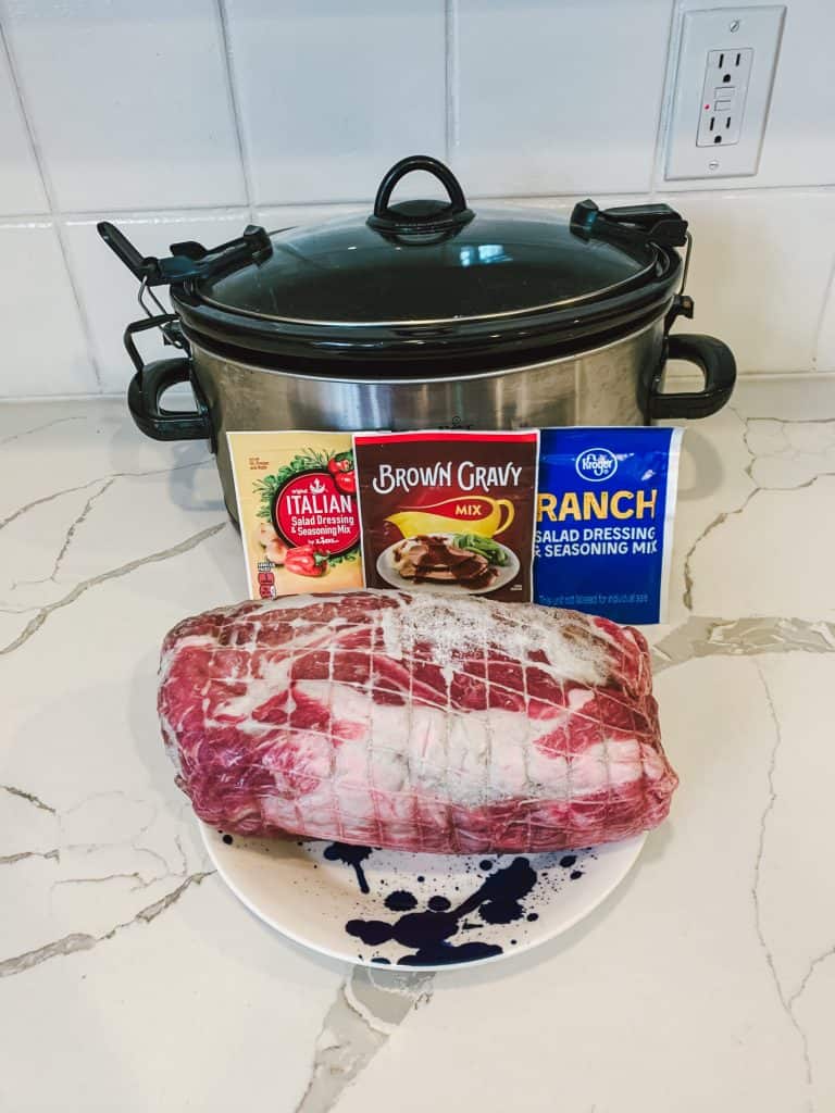 image shows ingredients needed for this pot roast recipe