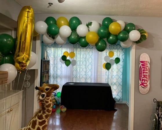 easiest diy balloon garland arch over a doorway