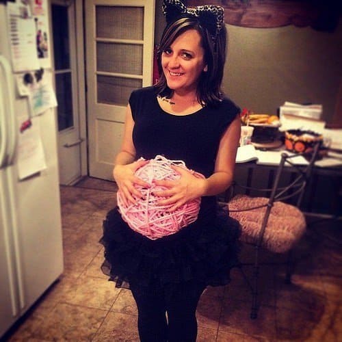 cat and ball of yarn pregnancy costume