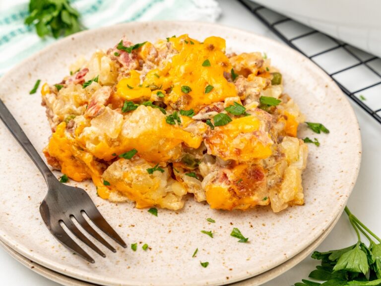 Easy Loaded Bacon Tater Tot Casserole with Sour Cream Mimosas