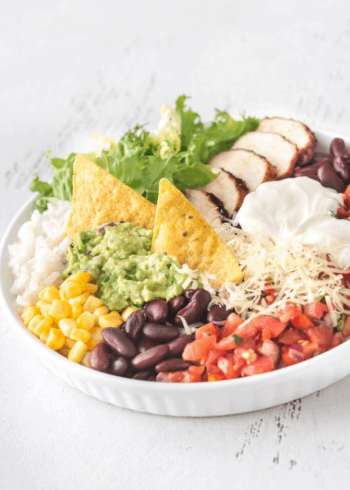 leftover chicken burrito bowl