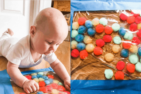 baby with sensory bag