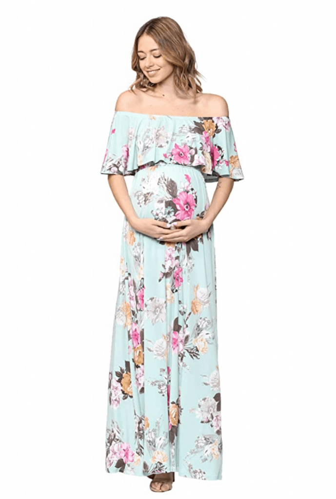 blue floral maternity dress