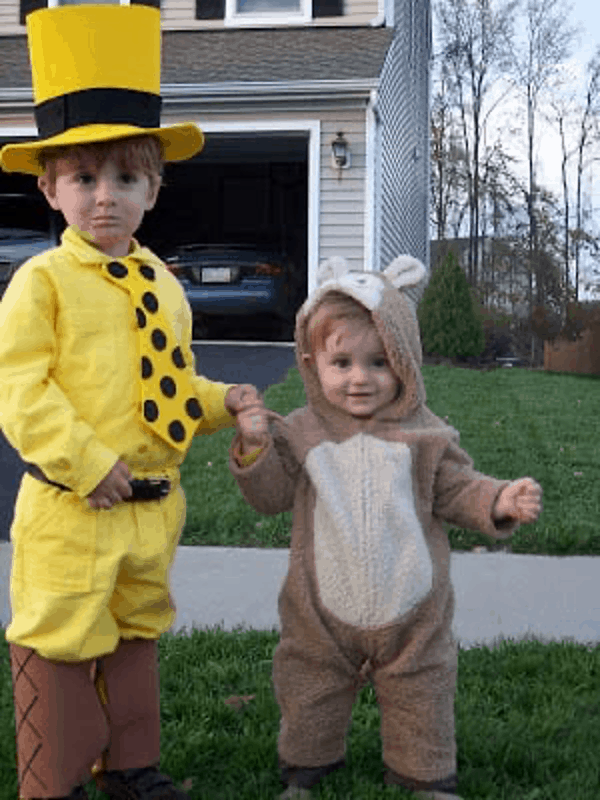 man in the yellow hat and curious george halloween costume