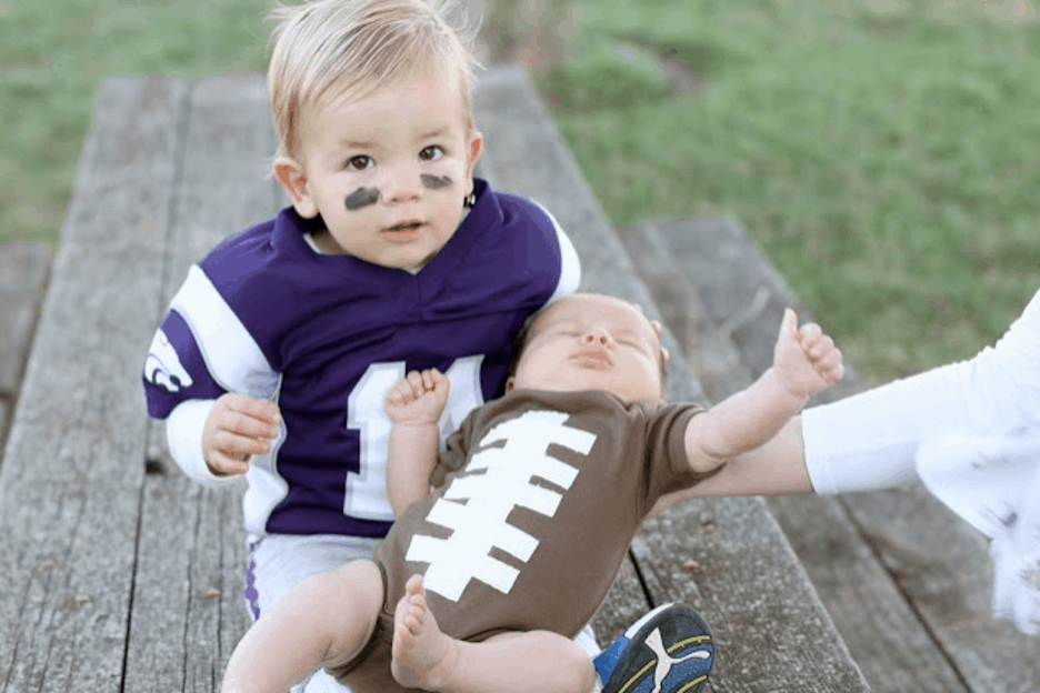 Halloween costume football player and football