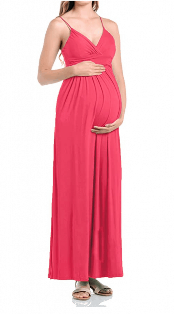pink summer maternity dress