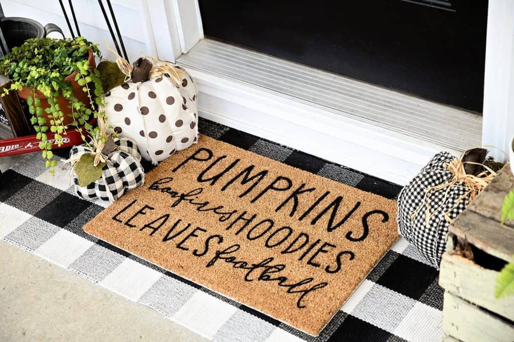 pumpkins, bonfires, hoodies, leaves, and football fall
welcome mat