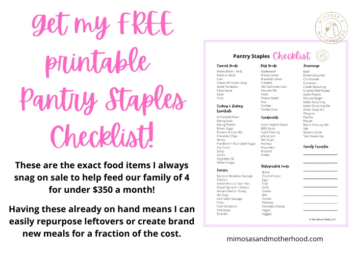 Free pantry staples checklist