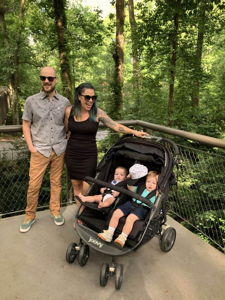 Image of family using the Joovy Scooter X2 Stroller