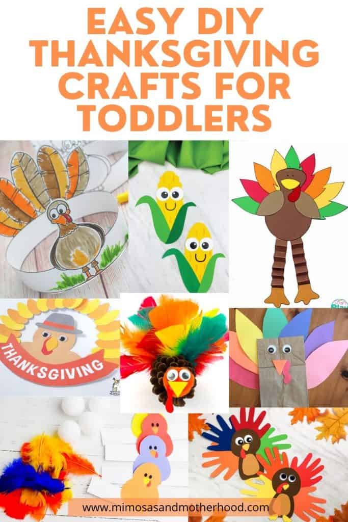 large title image of easy thanksgiving crafts for toddlers