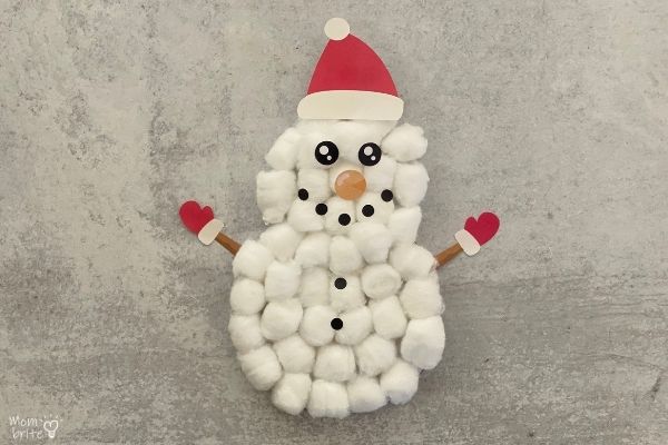 Cotton ball snowman craft