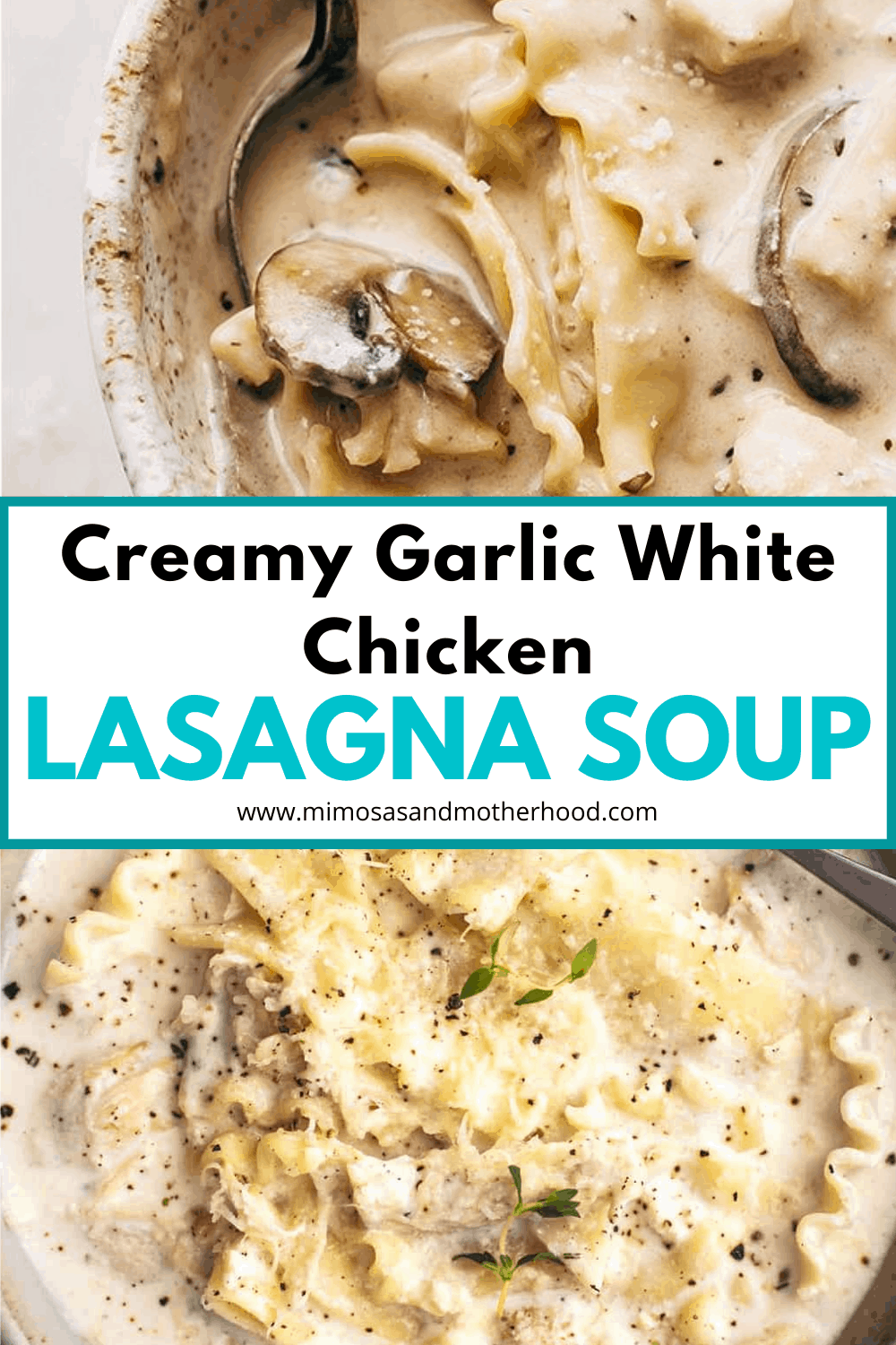 Creamy Garlic White Chicken Lasagna Soup