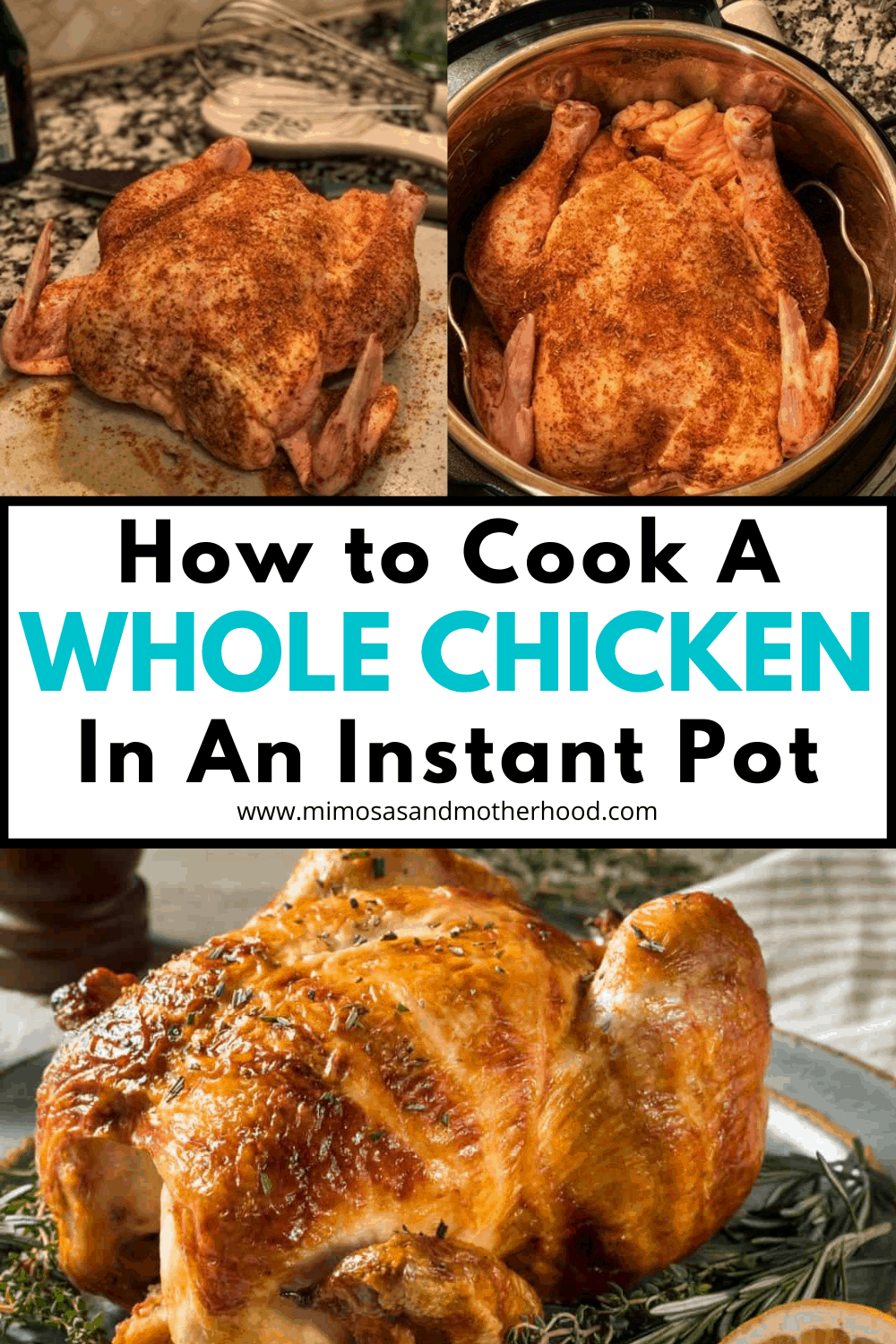 title image whole to cook a chicken in an instant pot