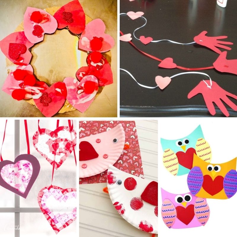 image shows different valentines day crafts