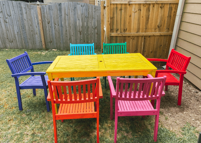 rainbow wooden outdoor patio furniture