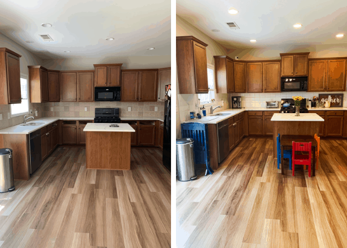 before and after painting kitchen tile backsplash