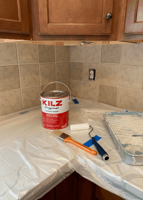 How To Paint A Kitchen Tile Backsplash, How To Paint Kitchen Tile Counters