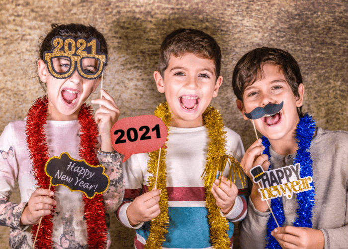 children celebrating new year's eve