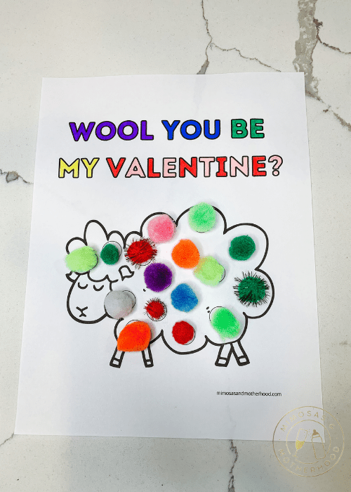 image shows a sheep valentine craft