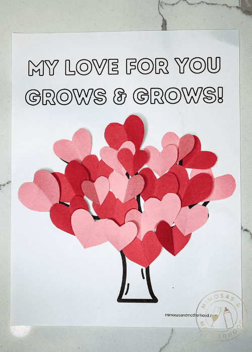 image shows a valentine tree craft