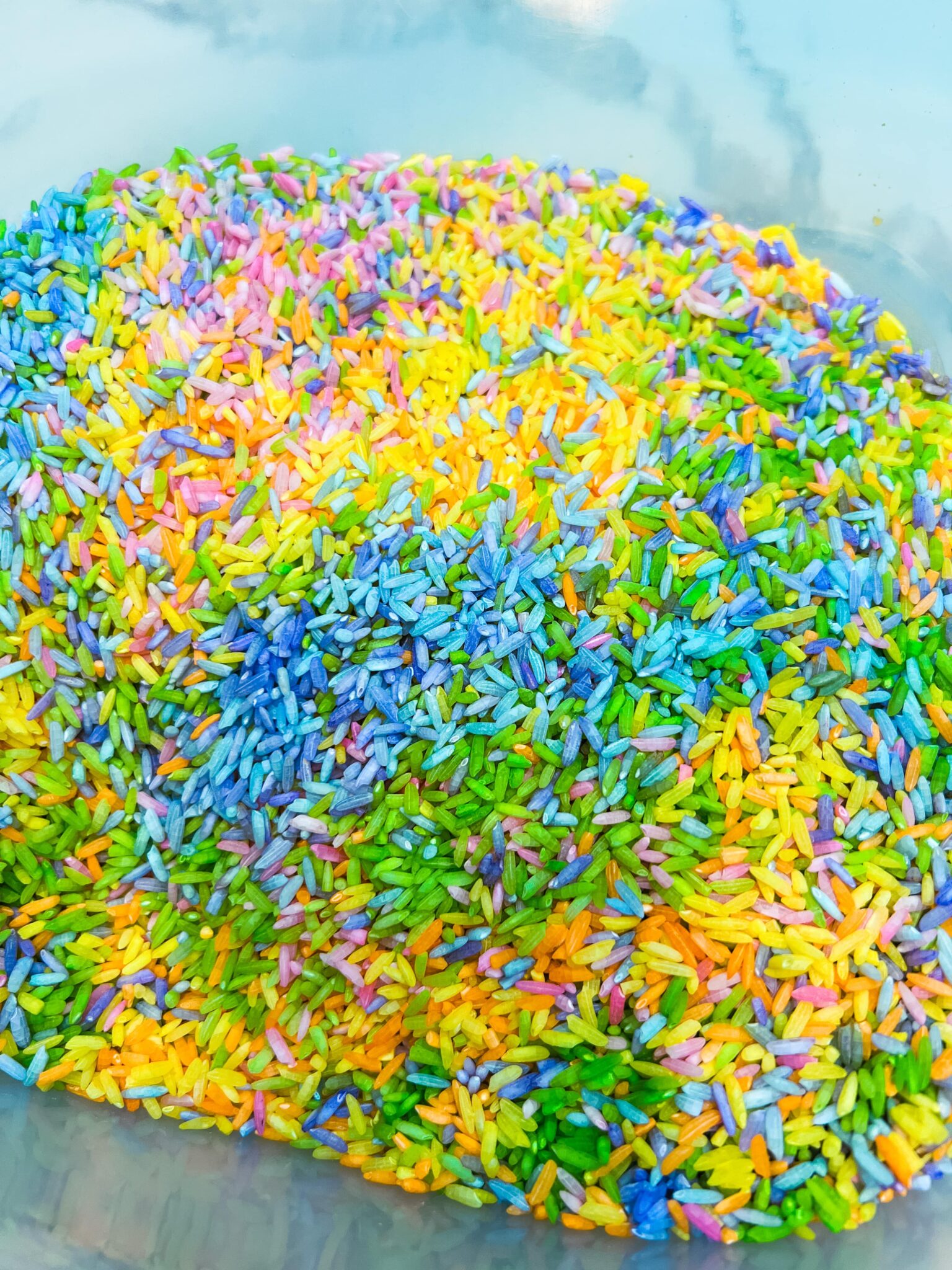 How to Dye Rice for a Sensory Bin Mimosas & Motherhood