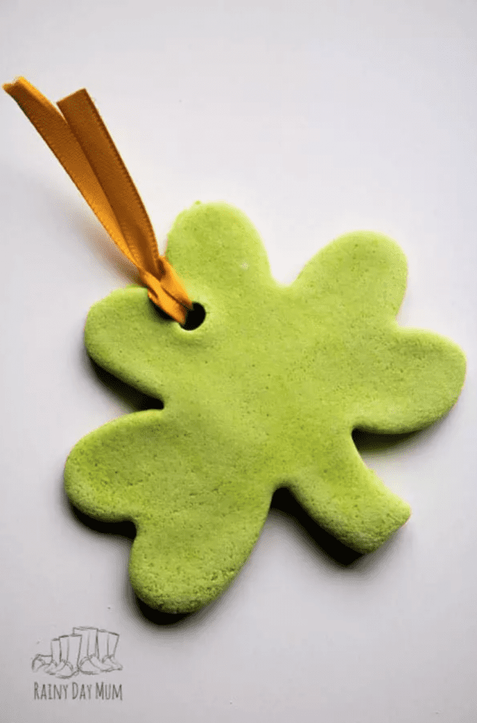 image shows a shamrock made from salt dough