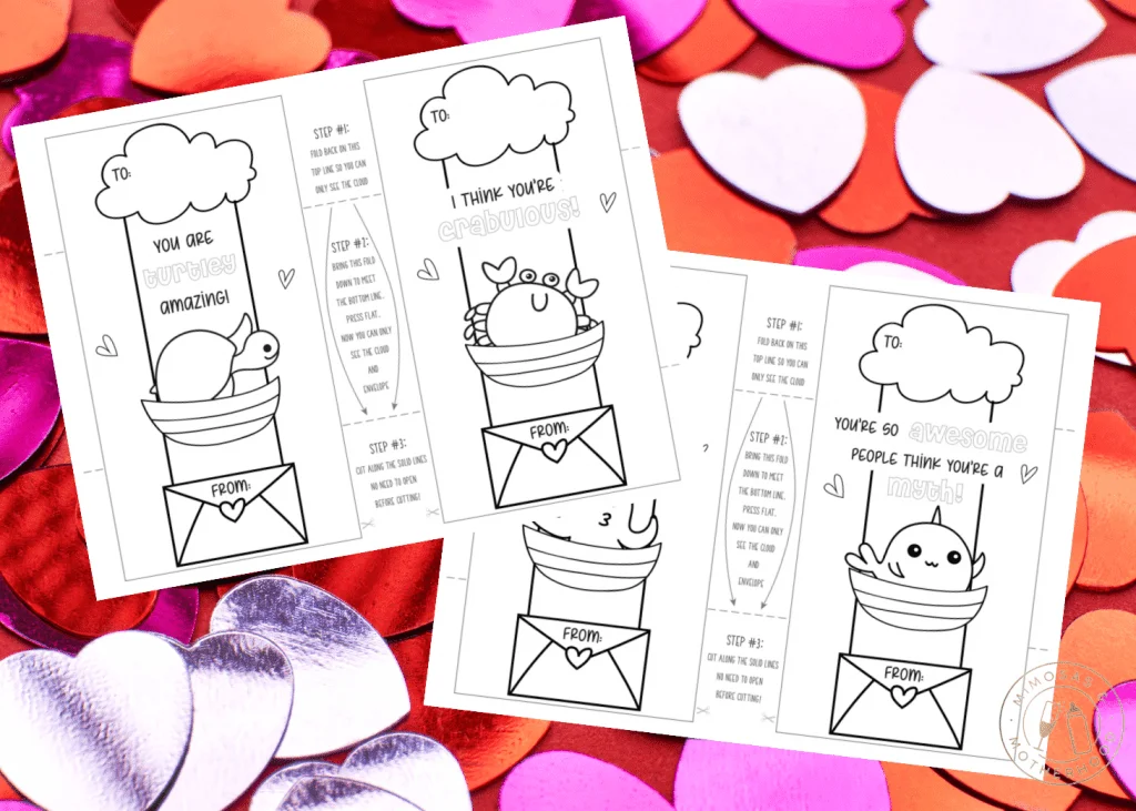 Image shows foldable valentines for kids