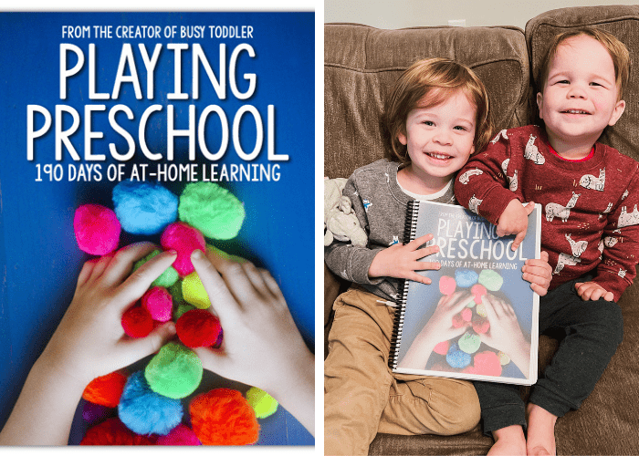 image shows toddler with playing preschool