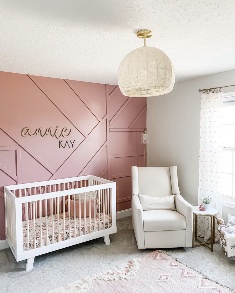 pink wall baby nursery themes girl