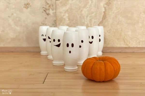 halloween bowling with ghost pins