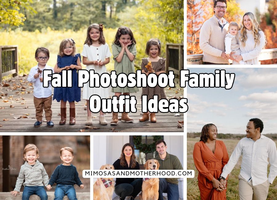 image shows families in fall photo outfits with title over the pictures
