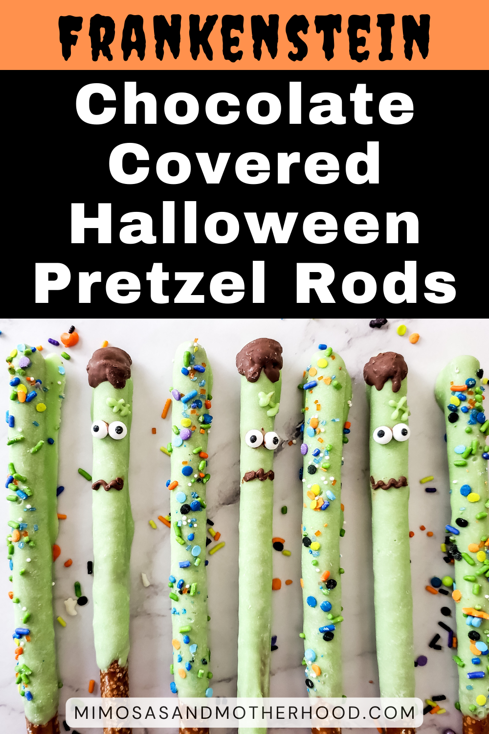 Frankenstein Halloween Pretzel Rods