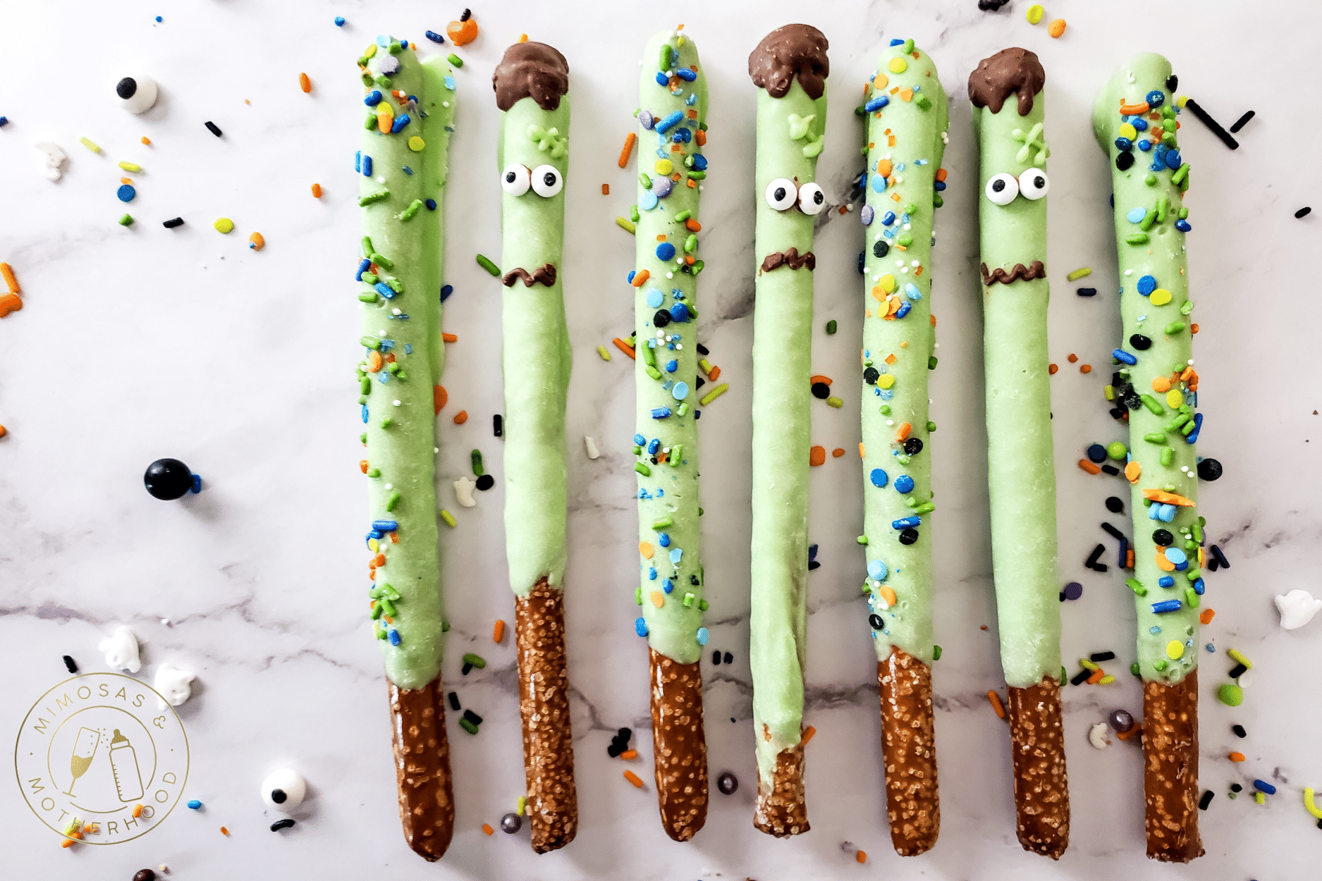 Frankenstein Halloween Pretzel Rods