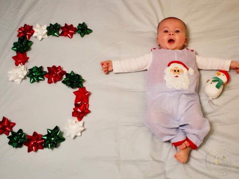 Christmas themed baby milestone photo idea