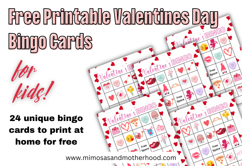 Free Printable Valentine s Day Bingo Cards 24 Card Set Mimosas Motherhood classroom-valentine-s-party-bingo-game-free-printable-jeni-ro-designs