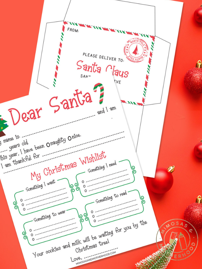 image of free santa letter printable and envelope