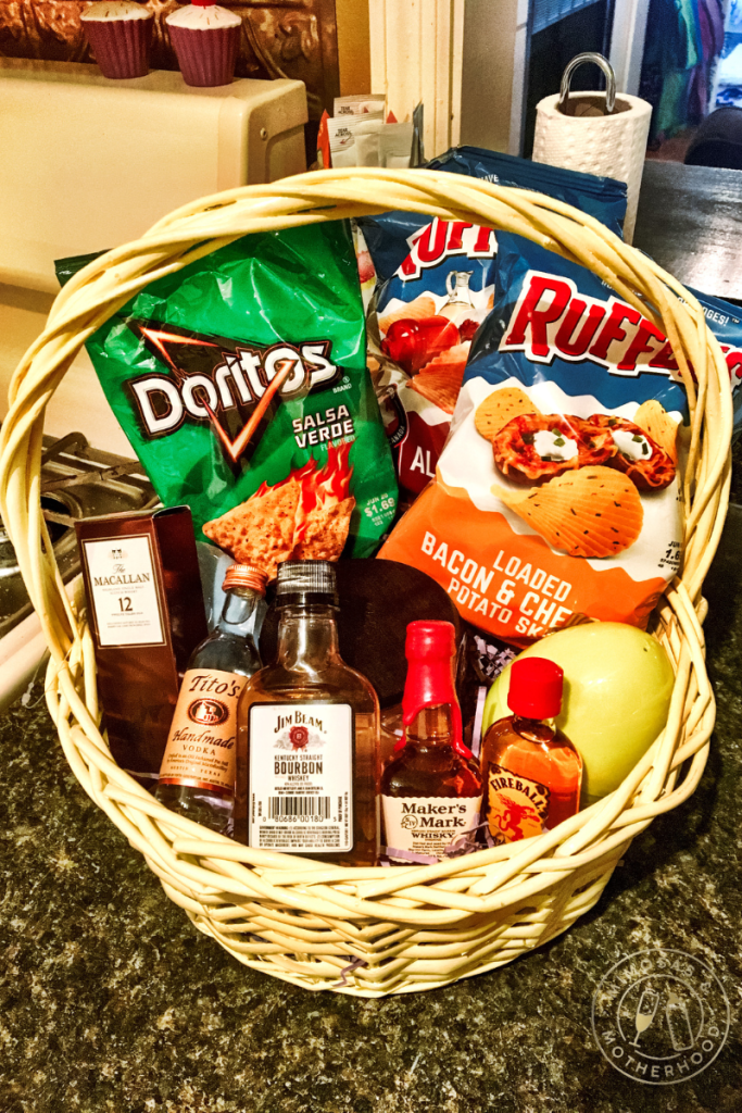 basket of adult easter egg items