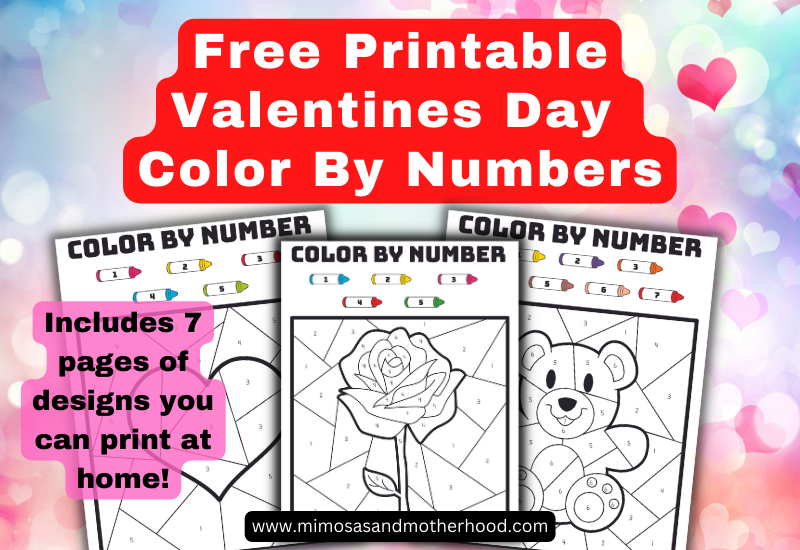 color by number pages for valentines day