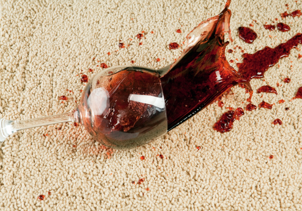 red wine spilled on carpet