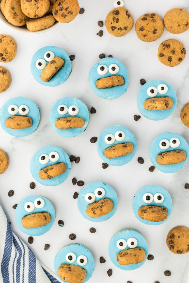 cute no bake cookie monster cheesecake bites