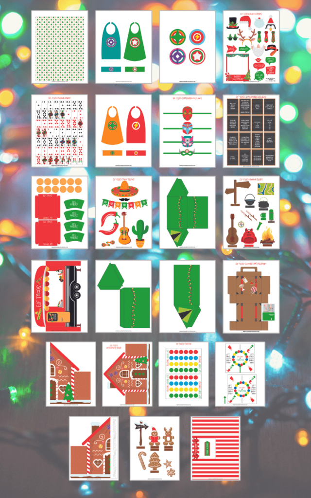 image shows printable elf on the shelf ideas games