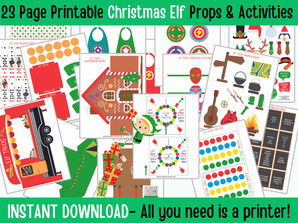 image shows printable elf on the shelf props