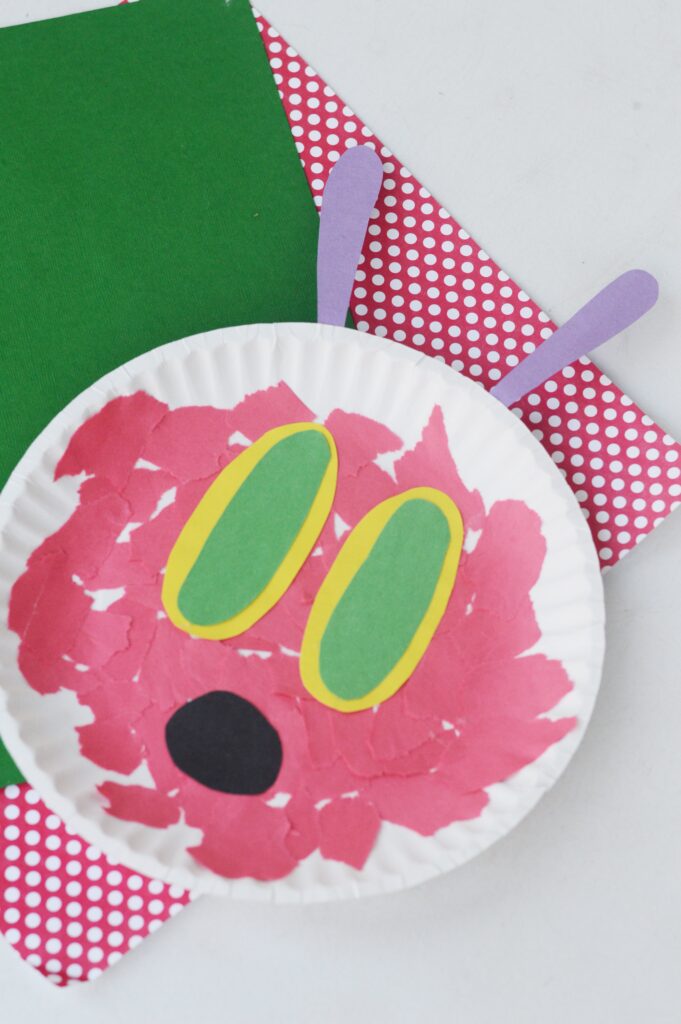 completed hungry caterpillar paper plate craft for toddlers