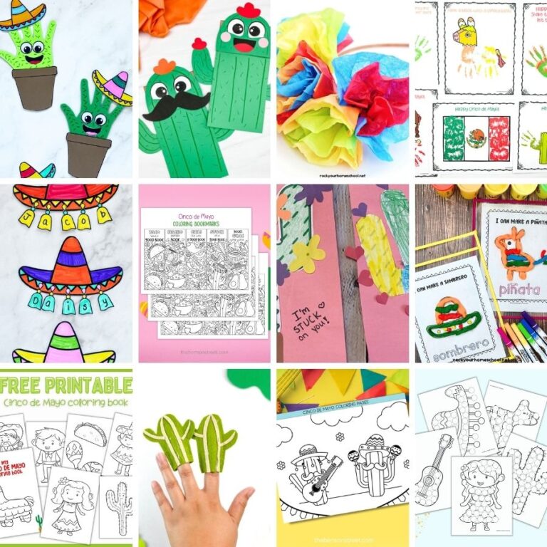 image shows some of the festive cinco de mayo crafts for preschoolers and toddlers