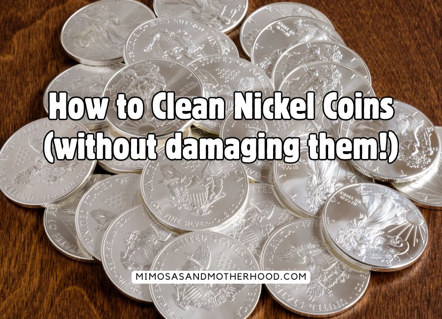pile of dirty nickel coins on a table