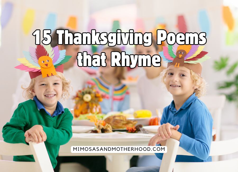 children at table wearing turkey hats with blog post title overlay