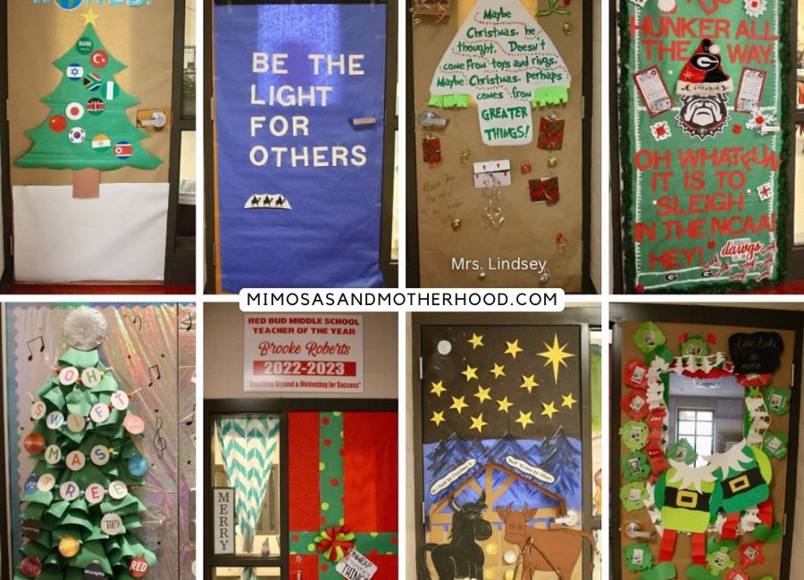 ideas for decorating a classroom door at Christmas