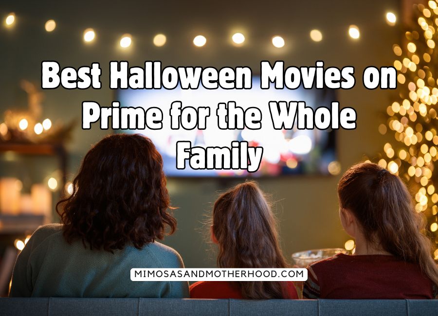 image shows a family watching a movie