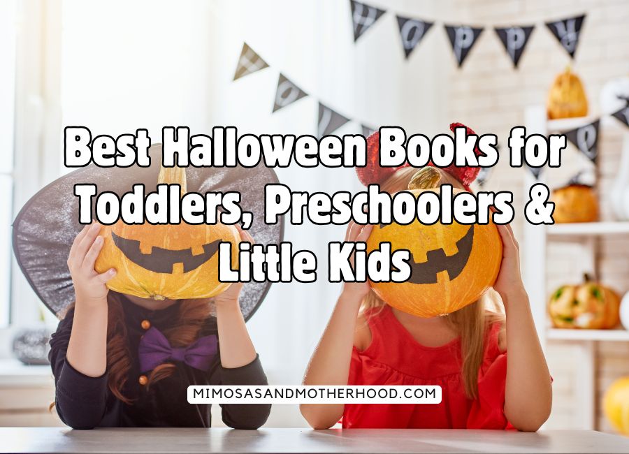 image shows kids in halloween costumes with blog post title over it